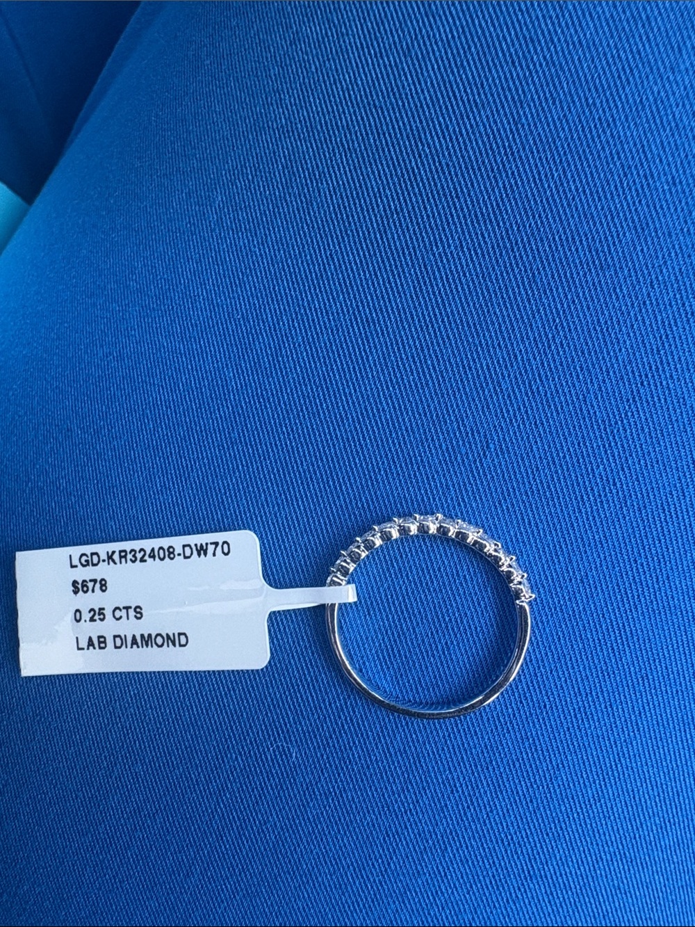 Lab Diamond Half-Eternity Band in Silver-Tone size 6 ring MUSTTT GOO